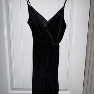NWT A&F Black Velvet Wrap Mini Dress